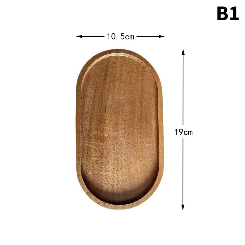 Solid Wood Serving Tray | Japanese-Style Round & Rectangle Snack Board