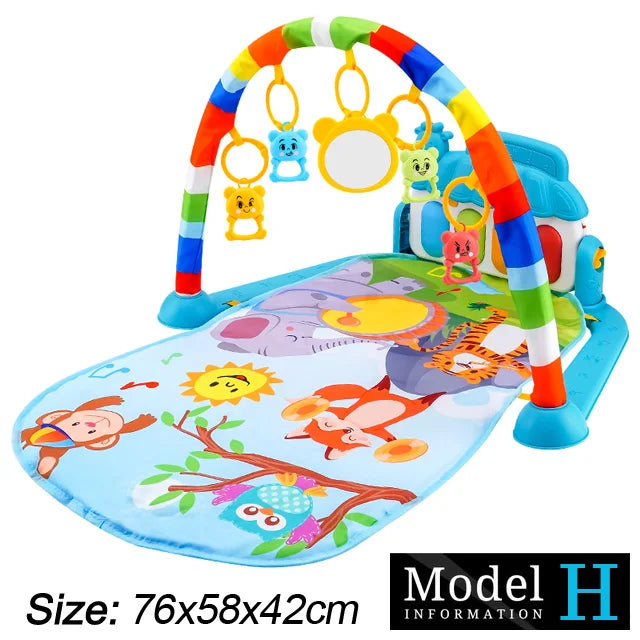 Baby Gym Activity Mat with Kick & Play Piano – Musical Floor Mat for Infants 0-36 Months