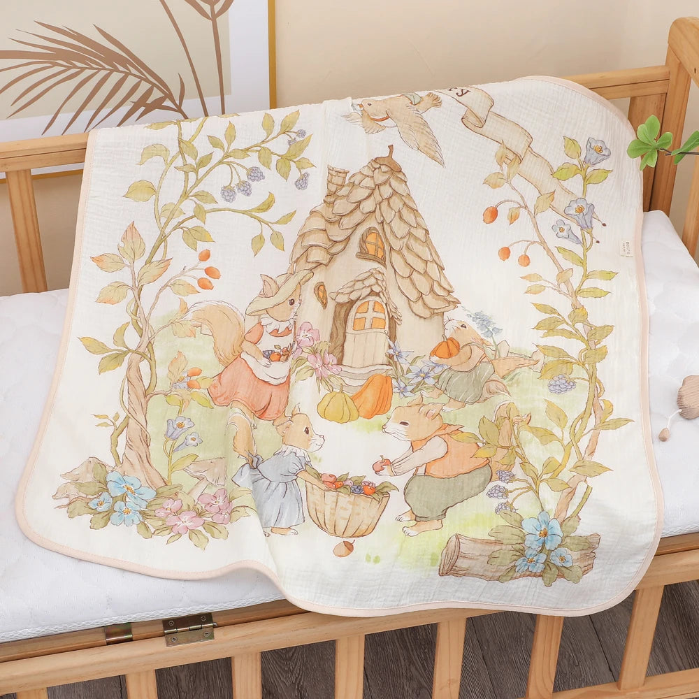 Newborn Baby Bath Towel – Soft Pure Cotton Gauze Blanket for Infants