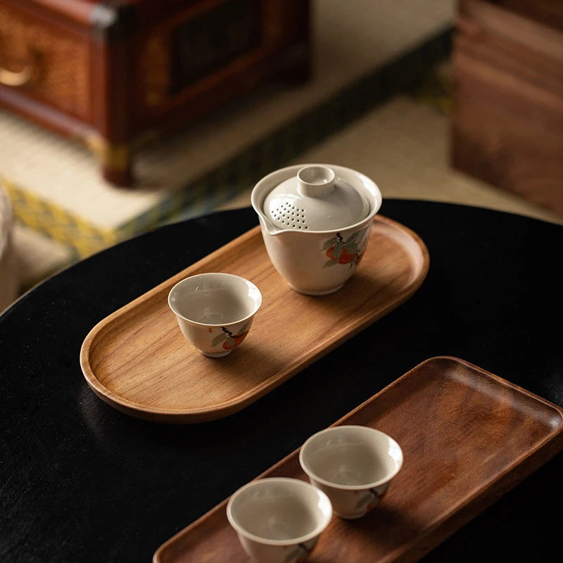 Solid Wood Serving Tray | Japanese-Style Round & Rectangle Snack Board