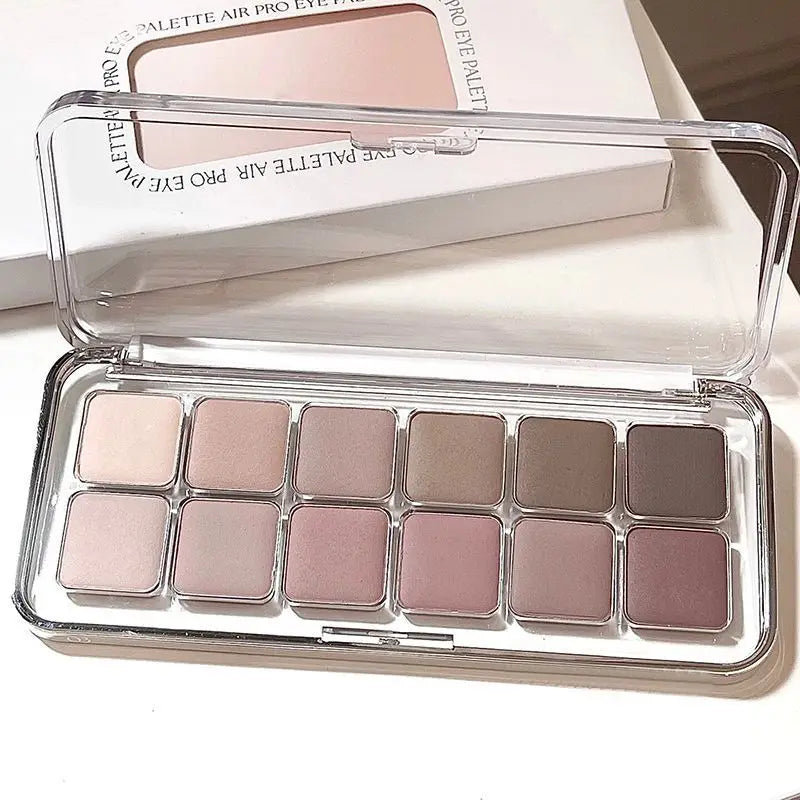 12-Color Soft Matte Eyeshadow Palette – High Pigment Grey Pink Brown Eye Shadow