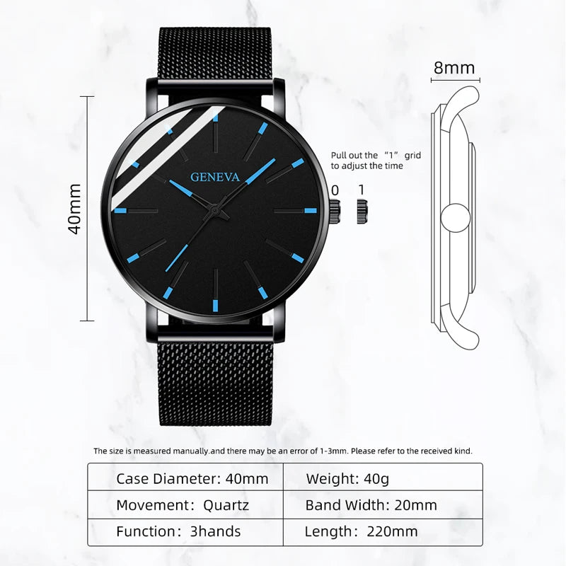 Minimalist Men's Ultra-Thin Mesh Belt Quartz Watch